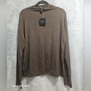 Cynthia Rowley Brown Long-Sleeve Blouse Size L